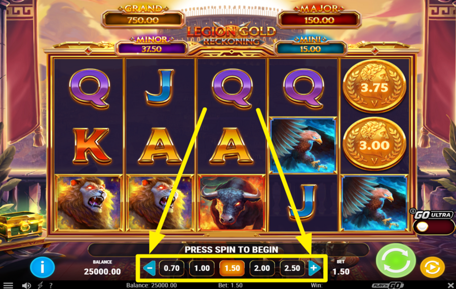 Legion Gold Reckoning ADJUST YOUR BET.