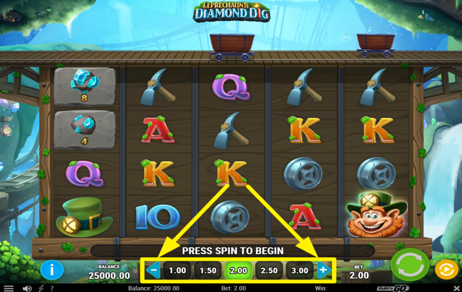 Leprechauns Diamond Dig ASSIGN A BET VALUE.