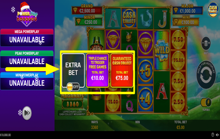 Leprechauns Luck Cash Collect Megaways PowerPlay Jackpot ZUSÄTZLICHE WETTEN ABSCHLIESSEN.