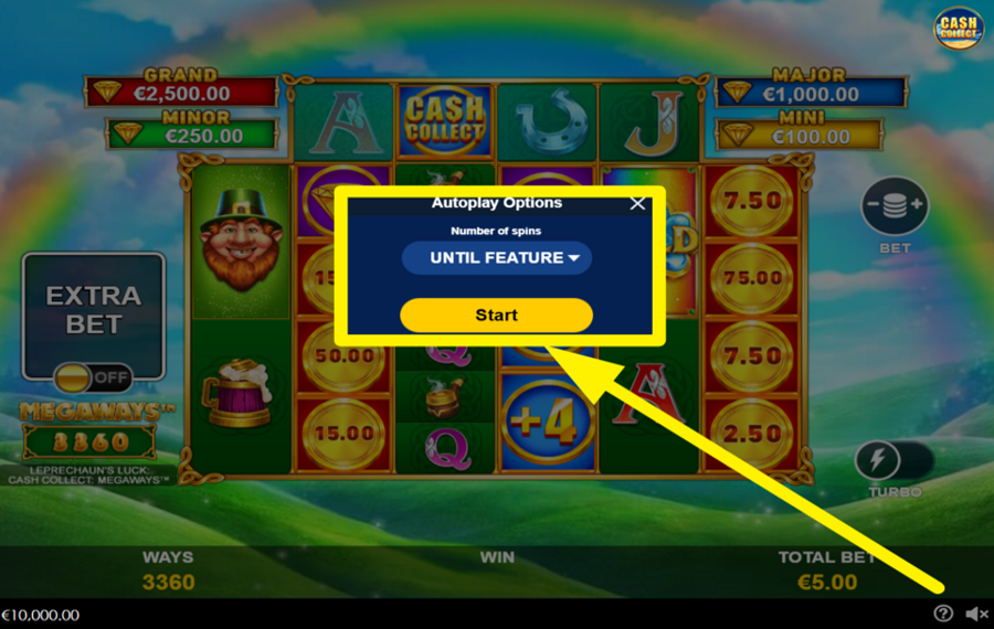 Leprechauns Luck Mega Cash Collect ВРАЩАЙ БАРАБАНЫ АВТОМАТИЧЕСКИ.