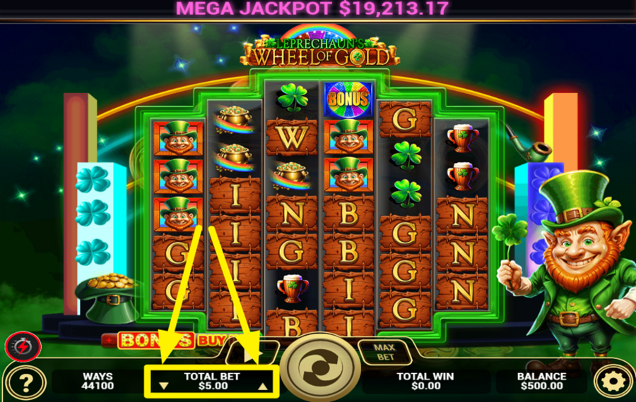 Leprechauns Wheel of Gold SELECT YOUR BET AMOUNT.