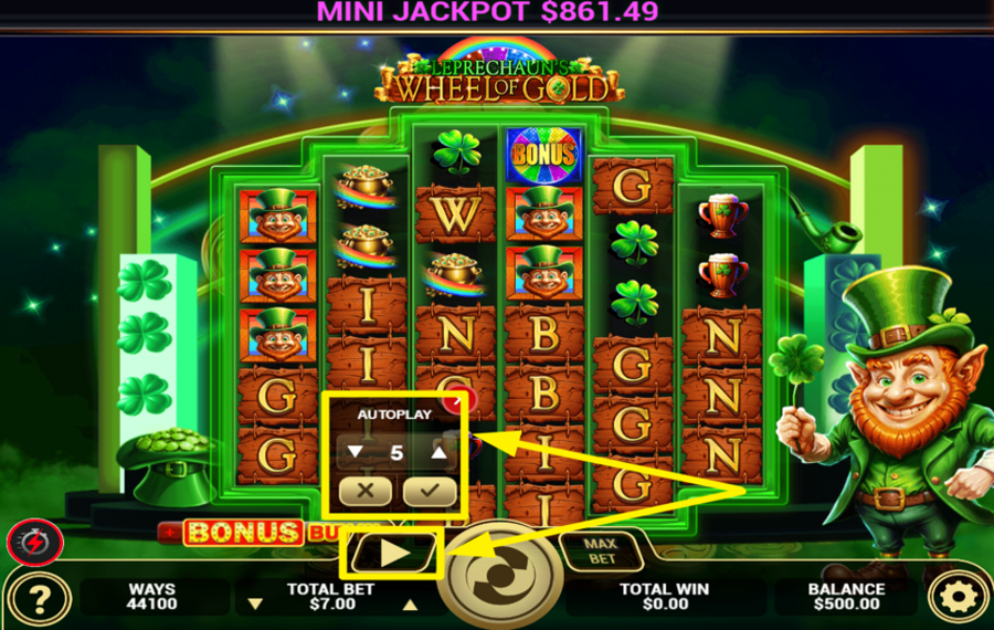 Leprechauns Wheel of Gold ACTIVATE AUTOMATIC PLAY.