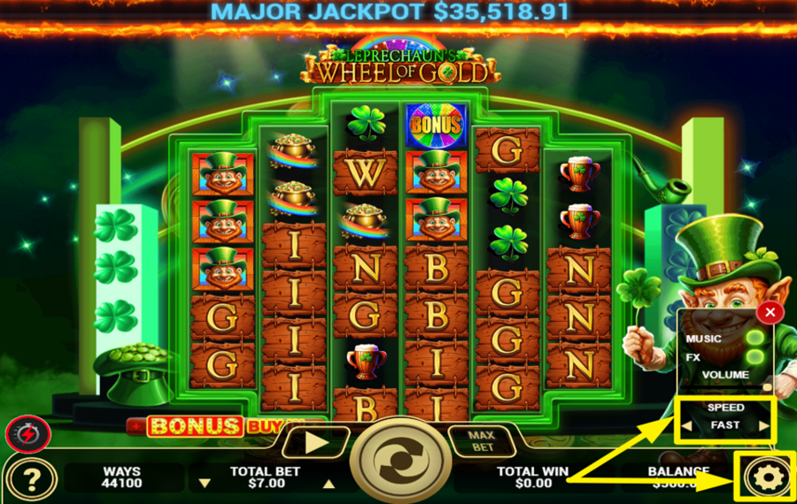 Leprechauns Wheel of Gold ACCELERATE THE SPINS.