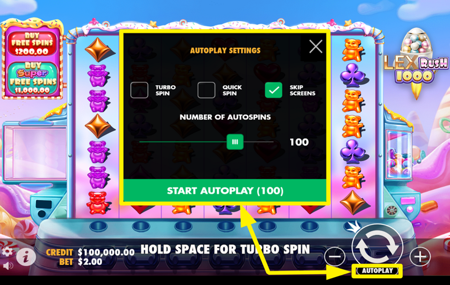 Lex Rush 1000 UTILIZE AUTOPLAY.