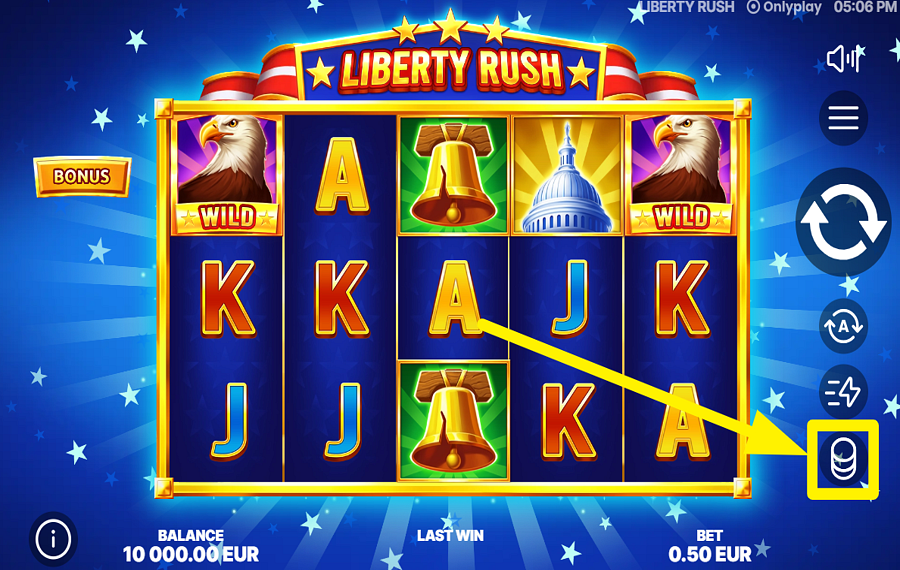Liberty Rush SELECT YOUR STAKE.