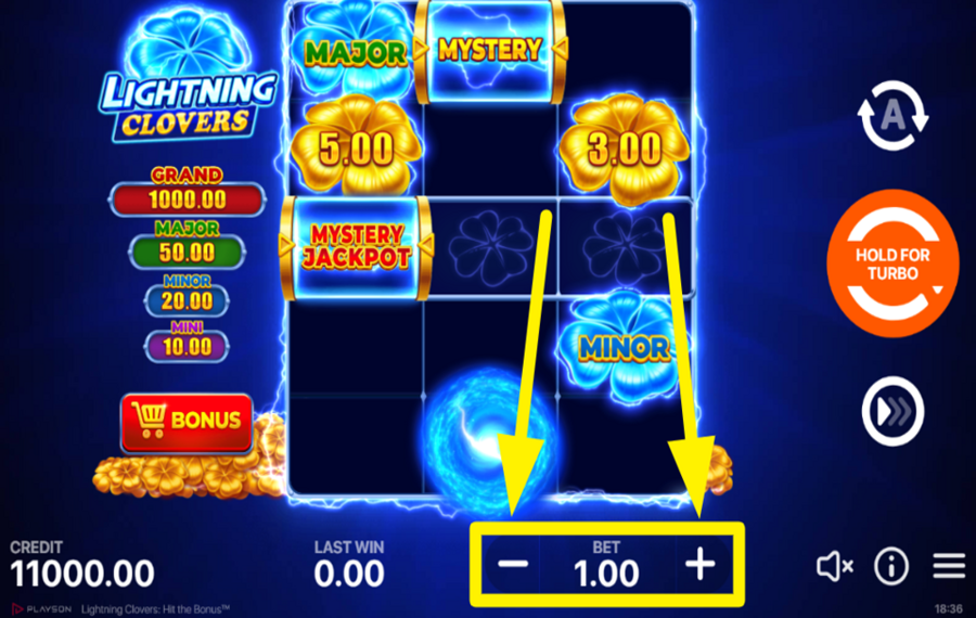 Lightning Clovers Hit the Bonus ВЫБЕРИТЕ СВОЮ СТАВКУ.