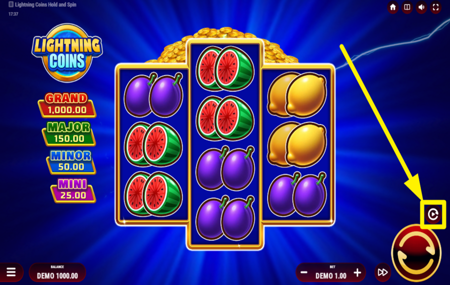 Lightning Coins Hold and Spin АКТИВИРУЙТЕ АВТОМАТИЧЕСКОЕ ОТЖИМАНИЕ.