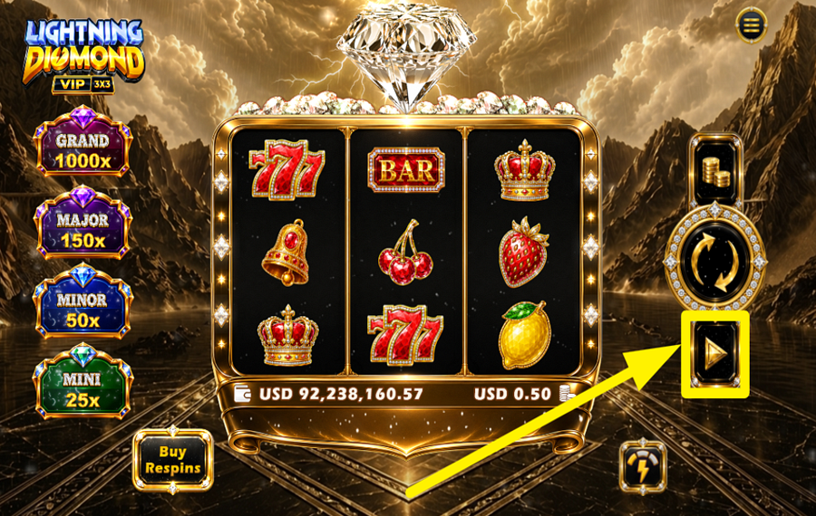 Lightning Diamond VIP Hold and Win 3x3 自動スピンを選択してください。