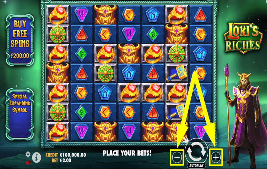 Lokis Riches CHOOSE YOUR BET AMOUNT.