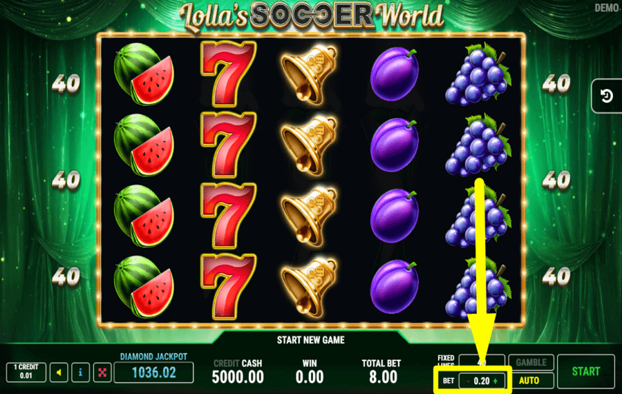 Lollas Soccer World SELECT THE TOTAL BET.