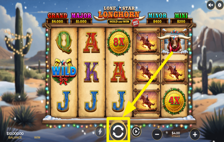 Lone Star Longhorn Xmas Edition Hold and Win ENTER THE ACTION!