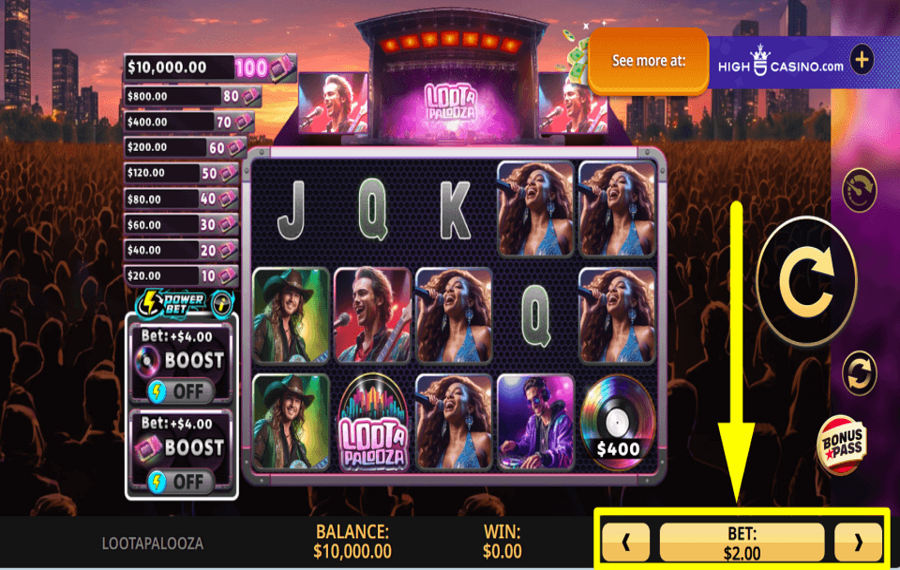 Lootapalooza SELECT THE WAGER.
