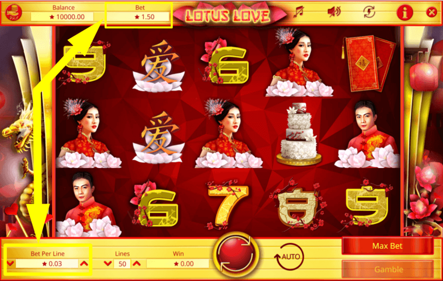 Lotus Love CHOOSE YOUR BET SIZE.