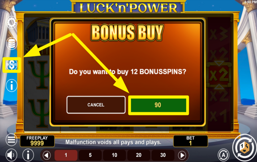 Luck n Power PURCHASE BONUS SPINS.