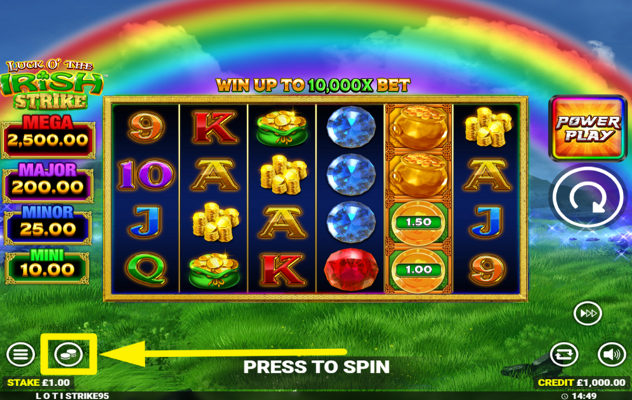 Luck O the Irish Strike CHOOSE THE TOTAL STAKE.