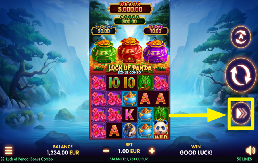 Luck of Panda Bonus Combo SPEED UP THE ACTION!