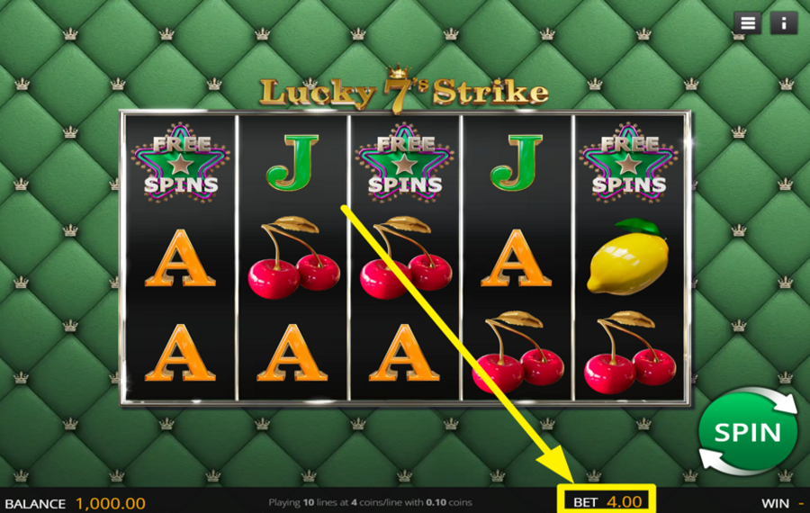 Lucky 7s Strike ALTER THE BET AMOUNT.
