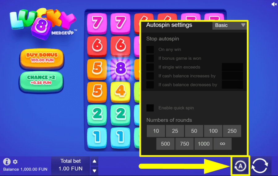 Lucky 8 Merge Up ВКЛЮЧИТЕ АВТОМАТИЧЕСКИЕ СПИНЫ.
