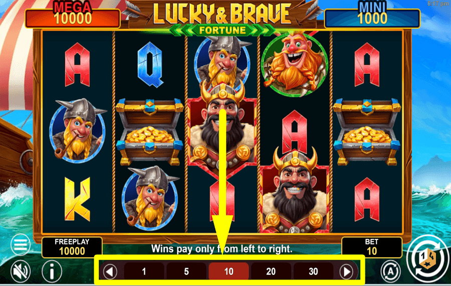 Lucky and Brave Fortune ОПРЕДЕЛИТЕ СУММУ СТАВКИ.