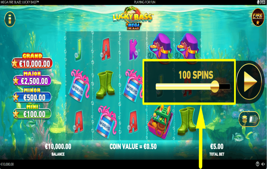 Lucky Bass Mega Fire Blaze AUTOMATISCH FORTFAHREN.