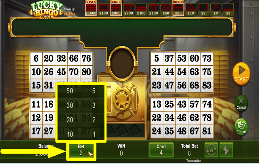 Lucky Bingo ОПРЕДЕЛИТЕ СТАВКУ.