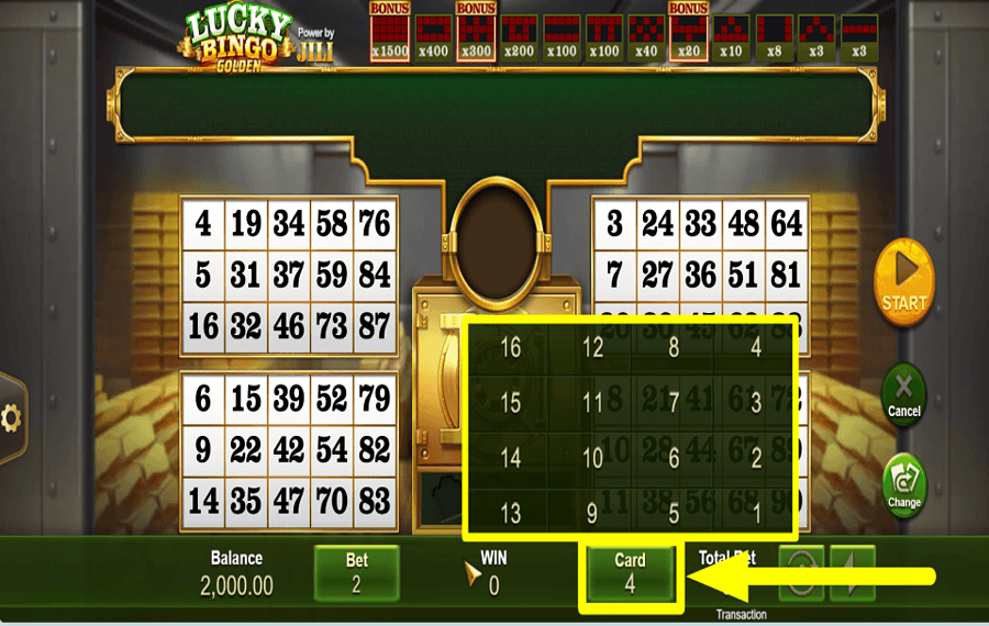 Lucky Bingo SELEZIONA LE TUE CARTE.