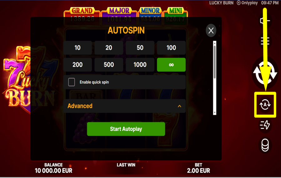 Lucky Burn UTILISER LA LECTURE AUTOMATIQUE.