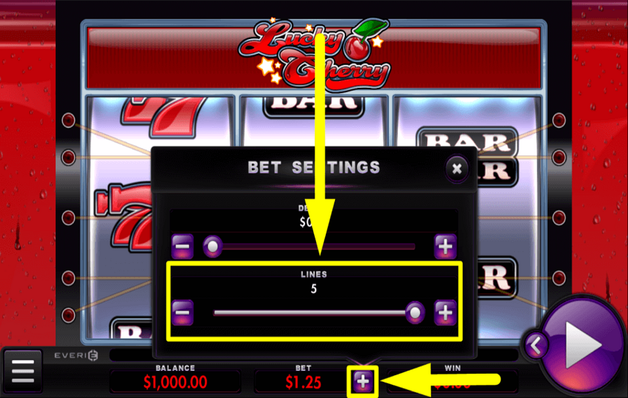 Lucky Cherry CHANGE THE PAYLINES.