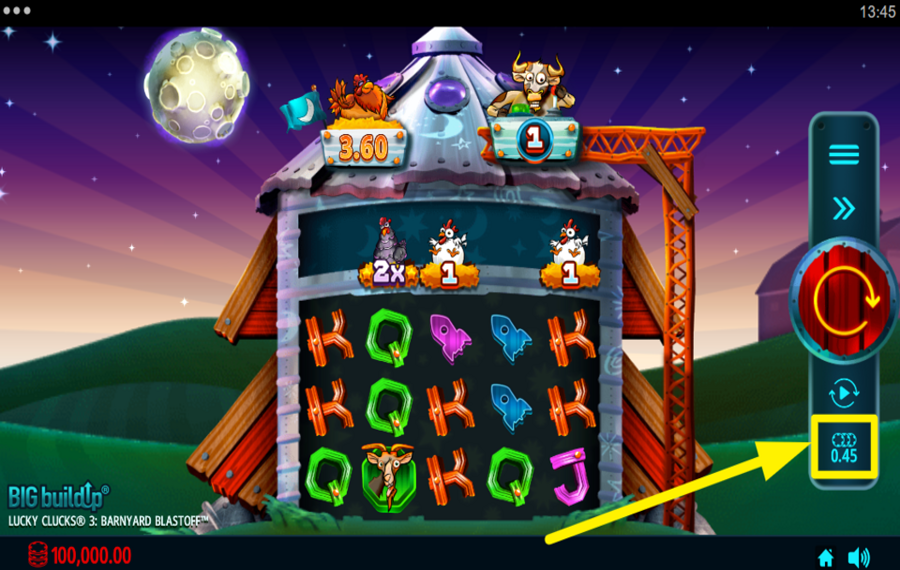 Lucky Clucks 3 Barnyard Blastoff НАЗНАЧИТЬ ЗНАЧЕНИЕ СТАВКИ.