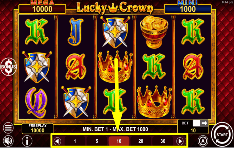 Lucky Crown Hold and Win CAST YOUR TOTAL BET.