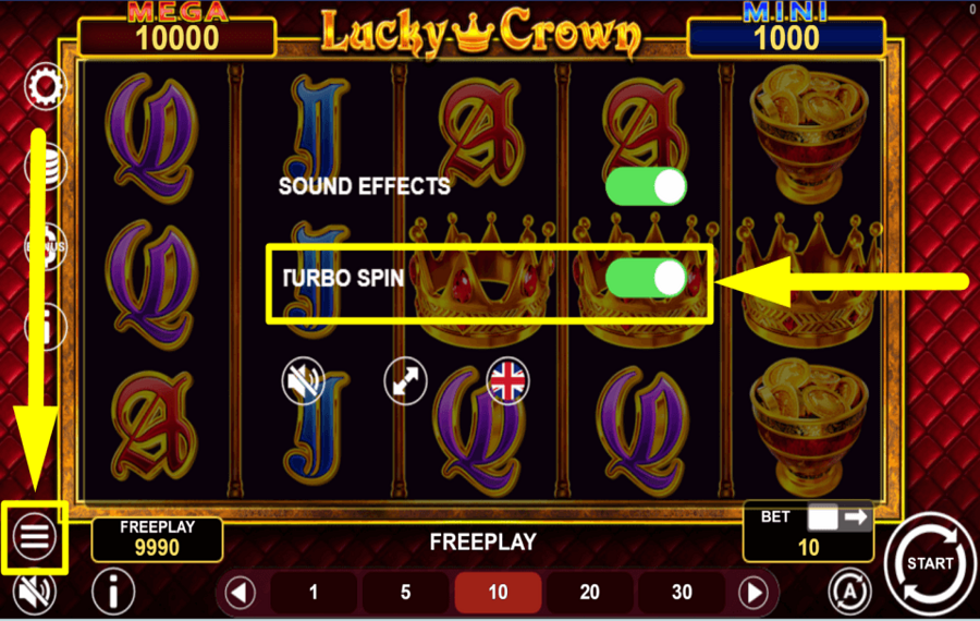 Lucky Crown Hold and Win CONTROL GAME SPEED.