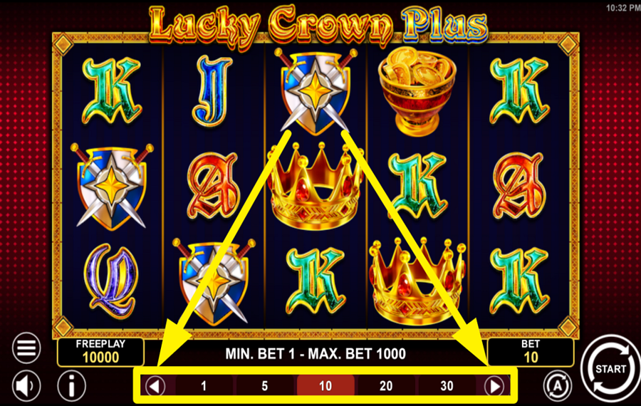 Lucky Crown Plus ASSIGN A BET VALUE.
