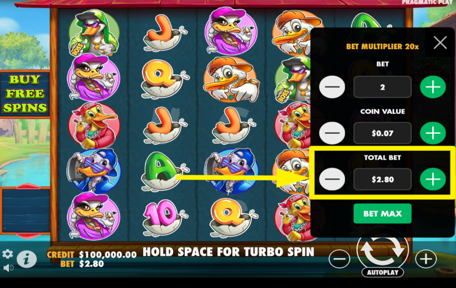 Lucky Ducker CONFIGURE YOUR TOTAL BET.