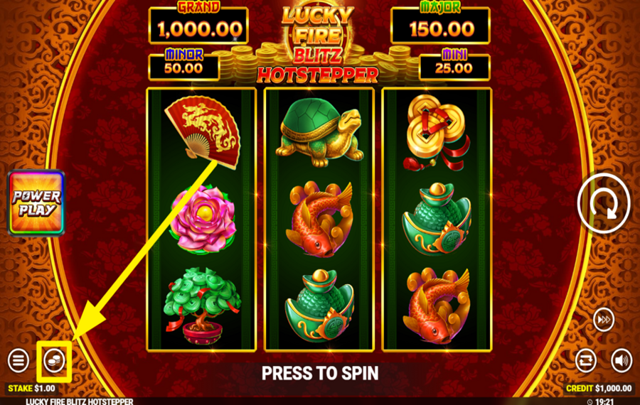 Lucky Fire Blitz Hotstepper НАЗНАЧИТЬ ЗНАЧЕНИЕ СТАВКИ.