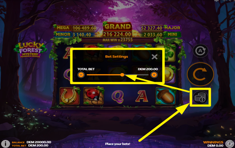 Lucky Forest ВЫБЕРИТЕ СУММУ СТАВКИ.