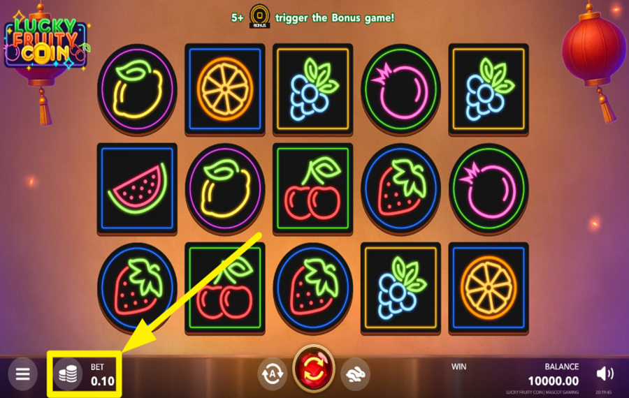 Lucky Fruity Coin SET YOUR STAKE.