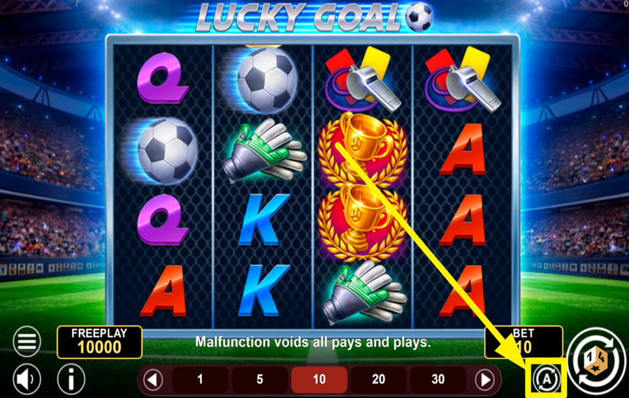 Lucky Goal INITIATE AUTOMATIC SPINNING.