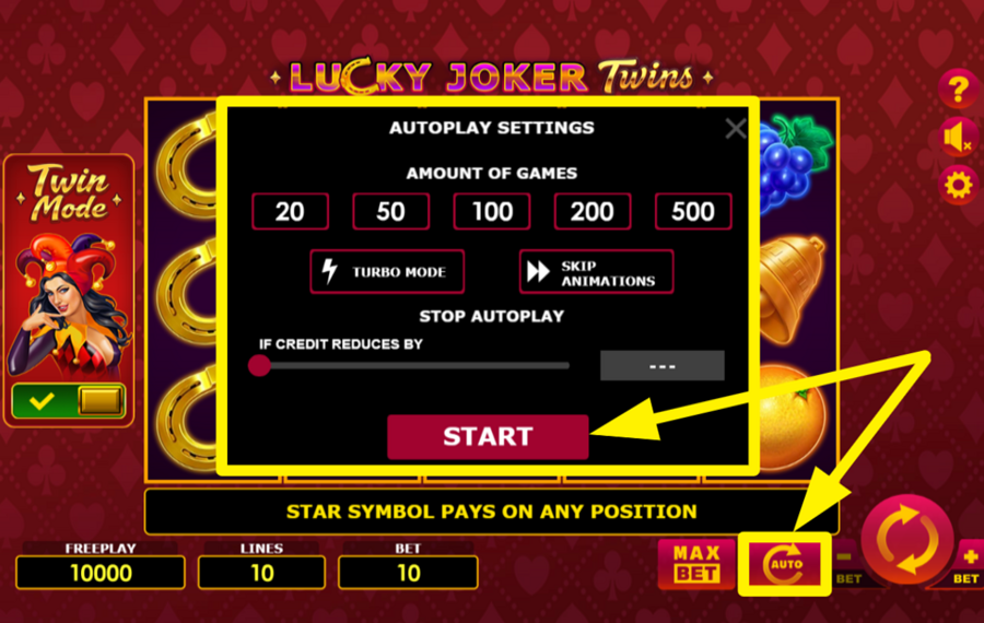 Lucky Joker Twins SPIN THE REELS AUTOMATICALLY.