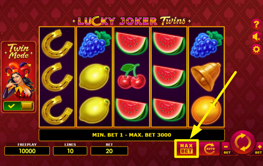 Lucky Joker Twins ADJUST THE WAGER TO THE MAXIMUM.