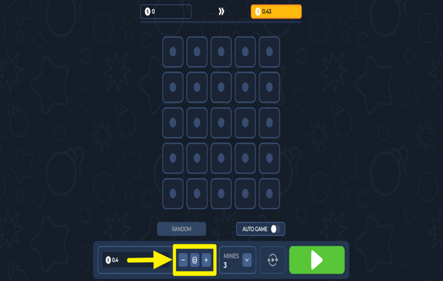 Lucky Mines ADJUST YOUR BET.