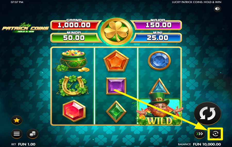 Lucky Patrick Coins Hold and Win INICIAR REPRODUCCIÓN AUTOMÁTICA.
