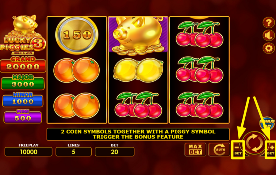 Lucky Piggies 3 DETERMINE YOUR BET.