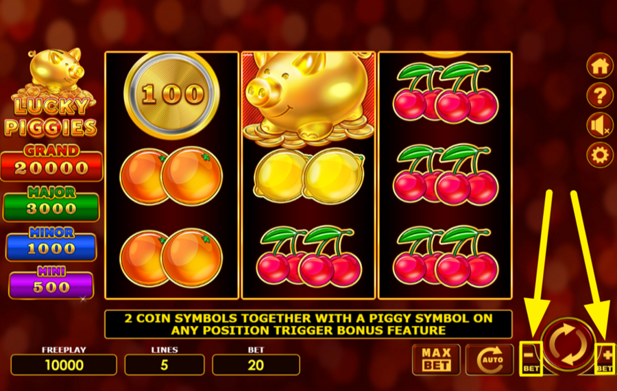 Lucky Piggies DECIDE ON YOUR TOTAL STAKE.