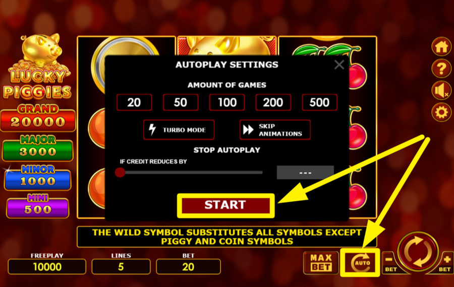 Lucky Piggies USE AUTOMATED SPINS.