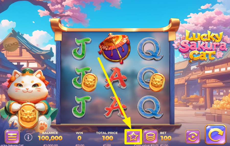 Lucky Sakura Cat SCEGLI UNA FUNZIONE EXTRA.