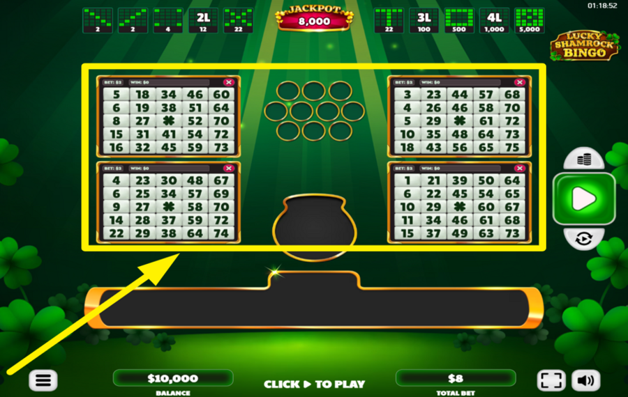 Lucky Shamrock Bingo SÉLECTIONNEZ VOS CARTES.