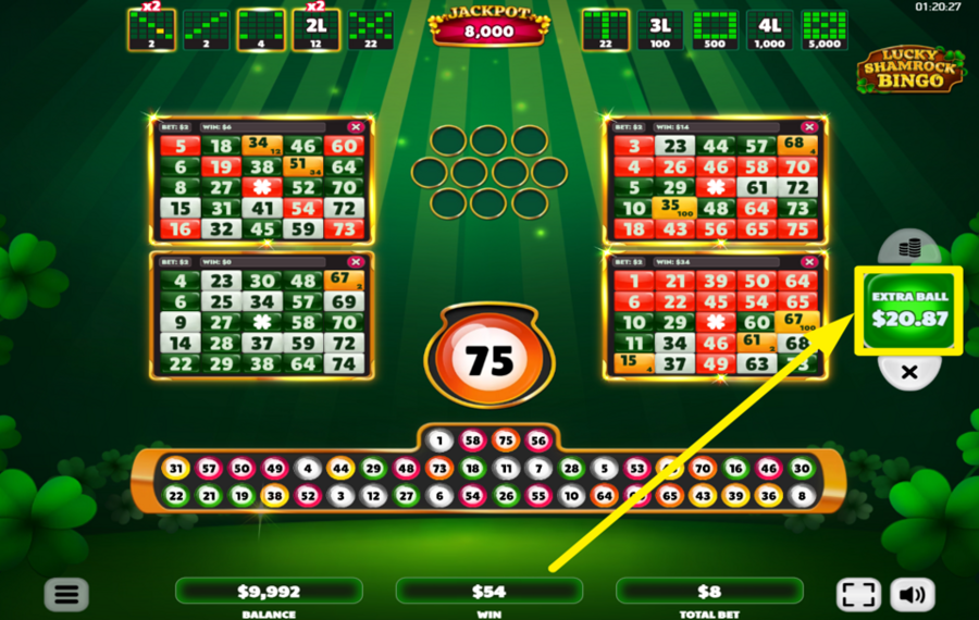 Lucky Shamrock Bingo ACHETEZ DES BALLES SUPPLÉMENTAIRES.
