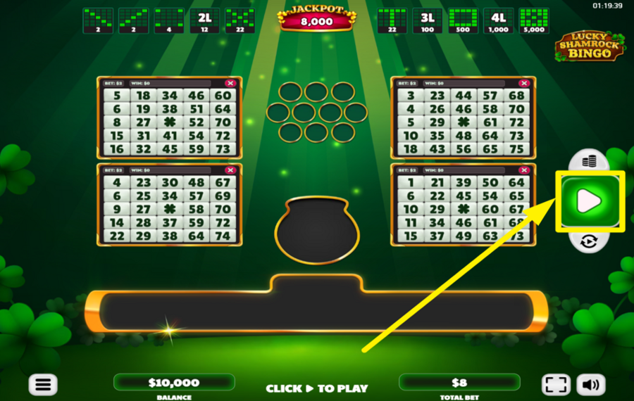 Lucky Shamrock Bingo JOUER LE JEU.