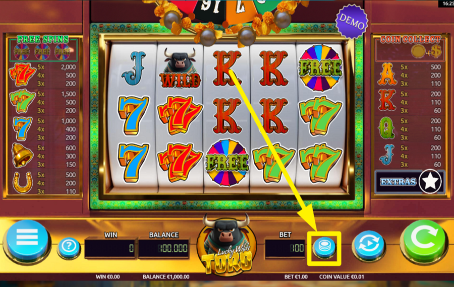 Lucky Wilds Toro DETERMINA LA TUA SCOMMESSA.