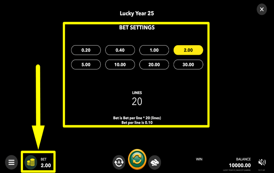 Lucky Year 25 CHOOSE YOUR BET.